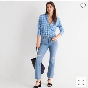 J.Crew Demi-Boot Crop Distressed Jean in Rocky Shore Wash Sz 30 BH771 Light Wash